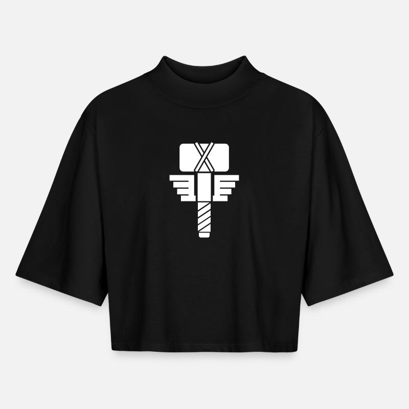 Thor Hammer – Wikinger Mjölnir Comic Superheld - Boxy Frauen Recyceltes 1/2 Sleeved T-Shirt by Stanley/Stella - Schwarz