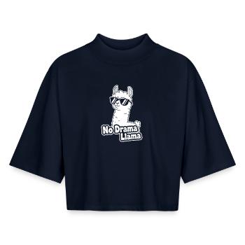 Lunettes de soleil No Drama Llama - T-shirt femme coupe boxy recyclé manches mi-longues Stanley/Stella - marine - Devant - AI Model Female 172 light (172cm)