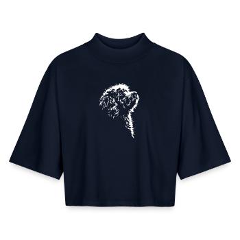 Bolognese Silhouette Dog Dog Wilsigns - Boxy Women's Recycled 1/2 Sleeved T-Shirt by Stanley/Stella - navy - Front - AI Model Female 172 light (172cm)