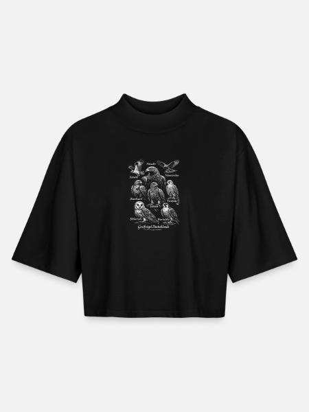 Greifvögel Deutschlands Vogeldesign - Boxy Frauen Recyceltes 1/2 Sleeved T-Shirt by Stanley/Stella - Schwarz