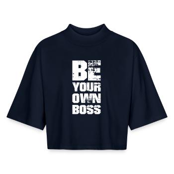 BE YOUR OWN - Boxy Women's Recycled 1/2 Sleeved T-Shirt by Stanley/Stella - navy - Front - AI Model Female 172 light (172cm)