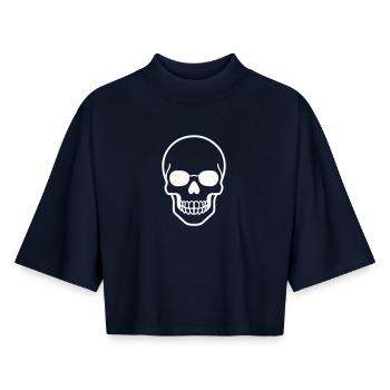 Conception de crâne minimaliste - T-shirt femme coupe boxy recyclé manches mi-longues Stanley/Stella - marine - Devant - AI Model Female 172 light (172cm)