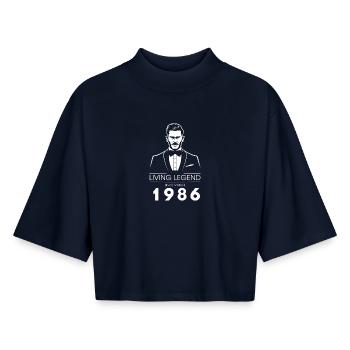 40th Birthday Living Legend (GENT) since 03/1986 - Boxy Women's Recycled 1/2 Sleeved T-Shirt by Stanley/Stella - navy - Front - AI Model Female 172 light (172cm)