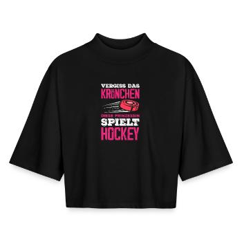 Lustiges Hockey Hockeyspieler Geschenk - Boxy Frauen Recyceltes 1/2 Sleeved T-Shirt by Stanley/Stella - Schwarz - Vorne - AI Model Female 172 light (172cm)