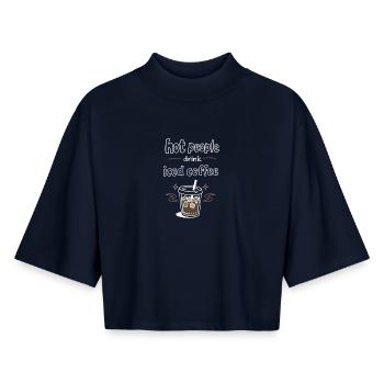 Les personnes sexy boivent du café glacé Déclaration - T-shirt femme coupe boxy recyclé manches mi-longues Stanley/Stella - marine - Devant - AI Model Female 172 light (172cm)