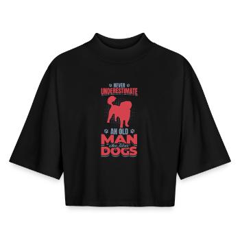 Old Man Who Likes Dogs - Boxy Frauen Recyceltes 1/2 Sleeved T-Shirt by Stanley/Stella - Schwarz - Vorne - AI Model Female 172 light (172cm)