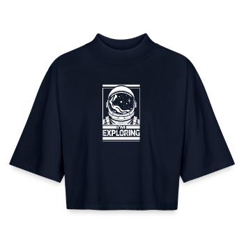 I'm Exploring - Boxy Women's Recycled 1/2 Sleeved T-Shirt by Stanley/Stella - navy - Front - AI Model Female 172 light (172cm)
