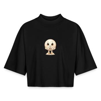 Cœur de Volleyball Kawaii - T-shirt femme coupe boxy recyclé manches mi-longues Stanley/Stella - noir - Devant - AI Model Female 172 light (172cm)