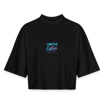 Limitierte Edition Neon Glanz - Boxy Frauen Recyceltes 1/2 Sleeved T-Shirt by Stanley/Stella - Schwarz - Vorne - AI Model Female 172 light (172cm)