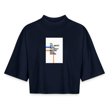 Ideas Happen – Reduziertes Typo Design - Boxy Frauen Recyceltes 1/2 Sleeved T-Shirt by Stanley/Stella - Navy - Vorne - AI Model Female 172 light (172cm)
