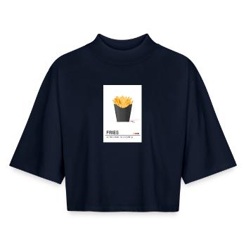 Fries Are The Answer – Modern Food Statement - Boxy Women's Recycled 1/2 Sleeved T-Shirt by Stanley/Stella - navy - Front - AI Model Female 172 light (172cm)