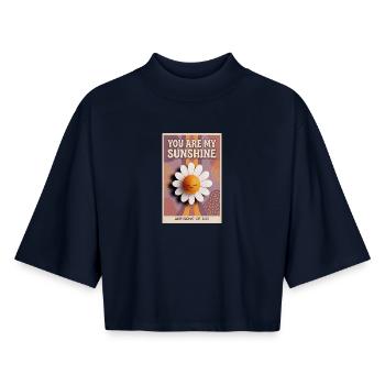 Du bist meine Sonnenschein-Gänseblümchen-Popkunst - Boxy Frauen Recyceltes 1/2 Sleeved T-Shirt by Stanley/Stella - Navy - Vorne - AI Model Female 172 light (172cm)