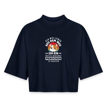 Get out of my way – I hate people - Boxy Women's Recycled 1/2 Sleeved T-Shirt by Stanley/Stella - navy - Front - AI Model Female 172 light (172cm)