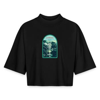 Lamego, Sanctuaire Notre-Dame-des-Remèdes - T-shirt femme coupe boxy recyclé manches mi-longues Stanley/Stella - noir - Devant - AI Model Female 172 light (172cm)