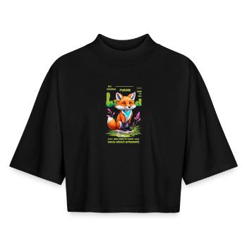 Der schlaue Fuchs vom Land - Boxy Frauen Recyceltes 1/2 Sleeved T-Shirt by Stanley/Stella - Schwarz - Vorne - AI Model Female 172 light (172cm)