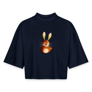 Niedliches Kastanien-Kaninchen – Bastelspaß & Kind - Boxy Frauen Recyceltes 1/2 Sleeved T-Shirt by Stanley/Stella - Navy - Vorne - AI Model Female 172 light (172cm)