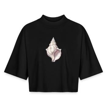 Sea Shell Spiral - Boxy Women's Recycled 1/2 Sleeved T-Shirt by Stanley/Stella - black - Front - AI Model Female 172 light (172cm)