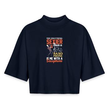 Saxophone - Boxy Women's Recycled 1/2 Sleeved T-Shirt by Stanley/Stella - navy - Front - AI Model Female 172 light (172cm)