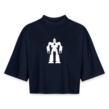 Robots – AI Technology Sci-Fi Nerd Design - Boxy Women's Recycled 1/2 Sleeved T-Shirt by Stanley/Stella - navy - Front - AI Model Female 172 light (172cm)