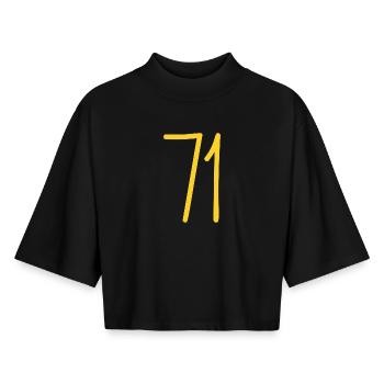 71 - Boxy Frauen Recyceltes 1/2 Sleeved T-Shirt by Stanley/Stella - Schwarz - Vorne - AI Model Female 172 light (172cm)