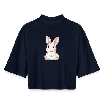 Hare - Boxy Women's Recycled 1/2 Sleeved T-Shirt by Stanley/Stella - navy - Front - AI Model Female 172 light (172cm)