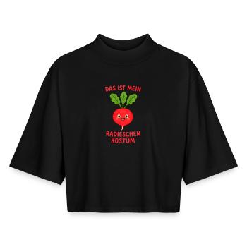 Costume de radis Carnaval de légumes Vegan - T-shirt femme coupe boxy recyclé manches mi-longues Stanley/Stella - noir - Devant - AI Model Female 172 light (172cm)