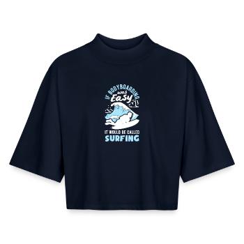 Surfing Surfboarder Bodyboarder - Boxy Women's Recycled 1/2 Sleeved T-Shirt by Stanley/Stella - navy - Front - AI Model Female 172 light (172cm)