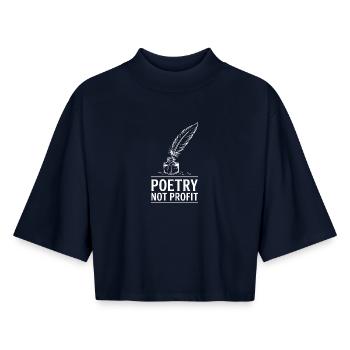 Quill and Ink Poetry Design - Boxy Women's Recycled 1/2 Sleeved T-Shirt by Stanley/Stella - navy - Front - AI Model Female 172 light (172cm)