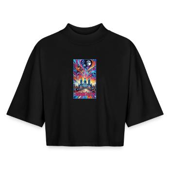 Guadalajara Mexiko Farbenfrohes Design - Boxy Frauen Recyceltes 1/2 Sleeved T-Shirt by Stanley/Stella - Schwarz - Vorne - AI Model Female 172 light (172cm)