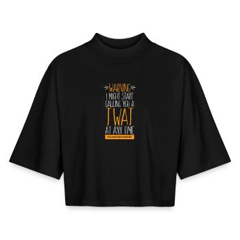 Attention : je pourrais vous appeler - T-shirt femme coupe boxy recyclé manches mi-longues Stanley/Stella - noir - Devant - AI Model Female 172 light (172cm)