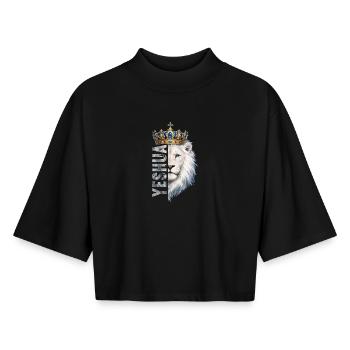 Löwe Von Juda, König Jesus, Sohn Jahwes, Christ - Boxy Frauen Recyceltes 1/2 Sleeved T-Shirt by Stanley/Stella - Schwarz - Vorne - AI Model Female 172 light (172cm)