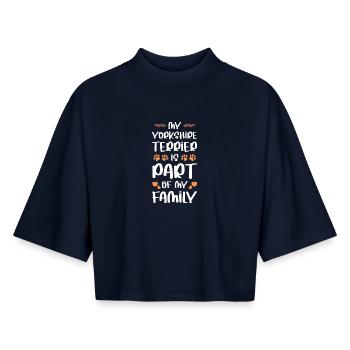 Mein Yorkshire Terrier Familienmitglied - Boxy Frauen Recyceltes 1/2 Sleeved T-Shirt by Stanley/Stella - Navy - Vorne - AI Model Female 172 light (172cm)