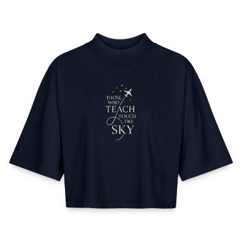 Flight Instructor Cfi Pilot Aviation Instructor - Boxy Women's Recycled 1/2 Sleeved T-Shirt by Stanley/Stella - navy - Front - AI Model Female 172 light (172cm)