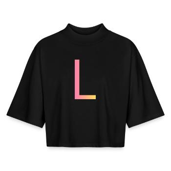 L - Boxy Women's Recycled 1/2 Sleeved T-Shirt by Stanley/Stella - black - Front - AI Model Female 172 light (172cm)