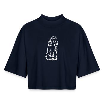 Pudel "Black Edition" - Boxy Frauen Recyceltes 1/2 Sleeved T-Shirt by Stanley/Stella - Navy - Vorne - AI Model Female 172 light (172cm)
