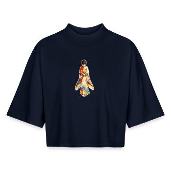 Kimono. 3 . IA générée - T-shirt femme coupe boxy recyclé manches mi-longues Stanley/Stella - marine - Devant - AI Model Female 172 light (172cm)