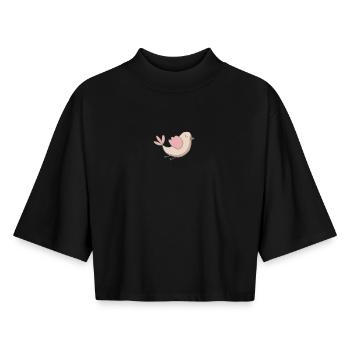 Vogel - Boxy Frauen Recyceltes 1/2 Sleeved T-Shirt by Stanley/Stella - Schwarz - Vorne - AI Model Female 172 light (172cm)