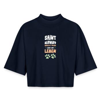 Saint Bernard Love and Life - Boxy Women's Recycled 1/2 Sleeved T-Shirt by Stanley/Stella - navy - Front - AI Model Female 172 light (172cm)