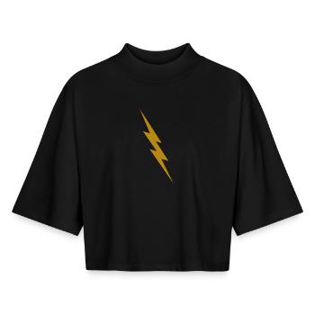 Éclair doré - T-shirt femme coupe boxy recyclé manches mi-longues Stanley/Stella - noir - Devant - AI Model Female 172 light (172cm)