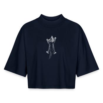 Kitten - Boxy Women's Recycled 1/2 Sleeved T-Shirt by Stanley/Stella - navy - Front - AI Model Female 172 light (172cm)