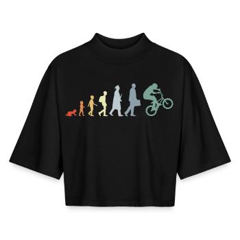 Évolution du BMX Vintage - T-shirt femme coupe boxy recyclé manches mi-longues Stanley/Stella - noir - Devant - AI Model Female 172 light (172cm)