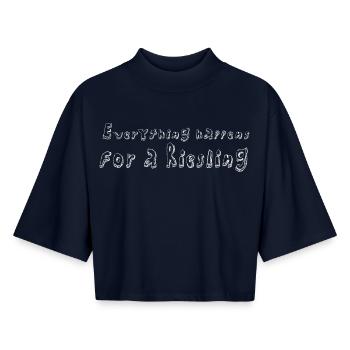 everything happens for a riesling wein - Boxy Frauen Recyceltes 1/2 Sleeved T-Shirt by Stanley/Stella - Navy - Vorne - AI Model Female 172 light (172cm)