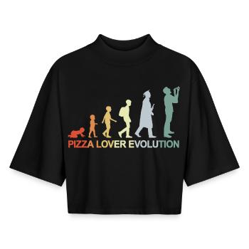 Development of a pizza lover - Boxy Women's Recycled 1/2 Sleeved T-Shirt by Stanley/Stella - black - Front - AI Model Female 172 light (172cm)