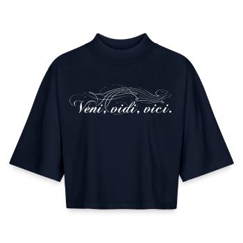 Veni vidi vici - Boxy Women's Recycled 1/2 Sleeved T-Shirt by Stanley/Stella - navy - Front - AI Model Female 172 light (172cm)