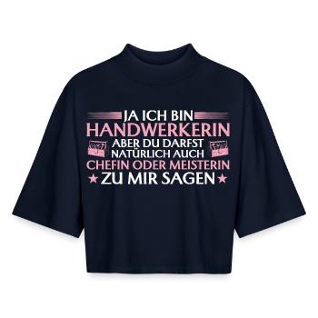 Handwerkerin Chefin oder Meisterin - Handwerk - Boxy Frauen Recyceltes 1/2 Sleeved T-Shirt by Stanley/Stella - Navy - Vorne - AI Model Female 172 light (172cm)