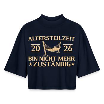 Altersteilzeit 2026 Abschiedsgeschenk Frührente - Boxy Frauen Recyceltes 1/2 Sleeved T-Shirt by Stanley/Stella - Navy - Vorne - AI Model Female 172 light (172cm)