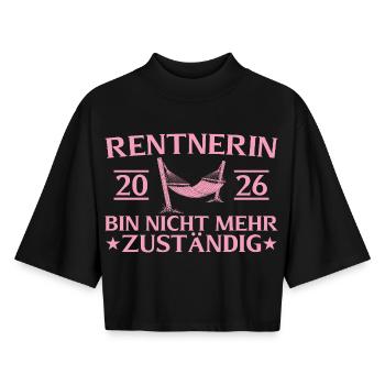 Retraité retraite 2026 Collègue d’adieu - T-shirt femme coupe boxy recyclé manches mi-longues Stanley/Stella - noir - Devant - AI Model Female 172 light (172cm)