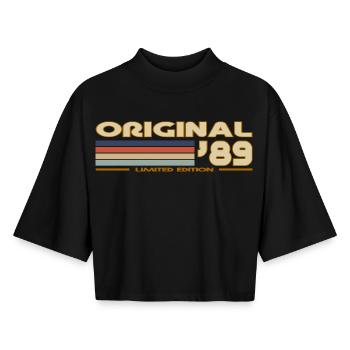 1989 - Boxy Women's Recycled 1/2 Sleeved T-Shirt by Stanley/Stella - black - Front - AI Model Female 172 light (172cm)