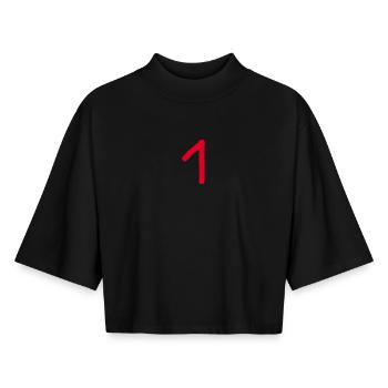 1 Nummer eins Zahl rot Geburtstag - Boxy Frauen Recyceltes 1/2 Sleeved T-Shirt by Stanley/Stella - Schwarz - Vorne - AI Model Female 172 light (172cm)