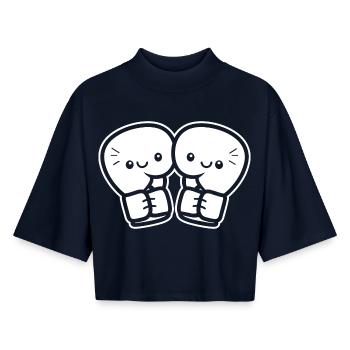 Funny Boxing Gloves - Boxy Women's Recycled 1/2 Sleeved T-Shirt by Stanley/Stella - navy - Front - AI Model Female 172 light (172cm)